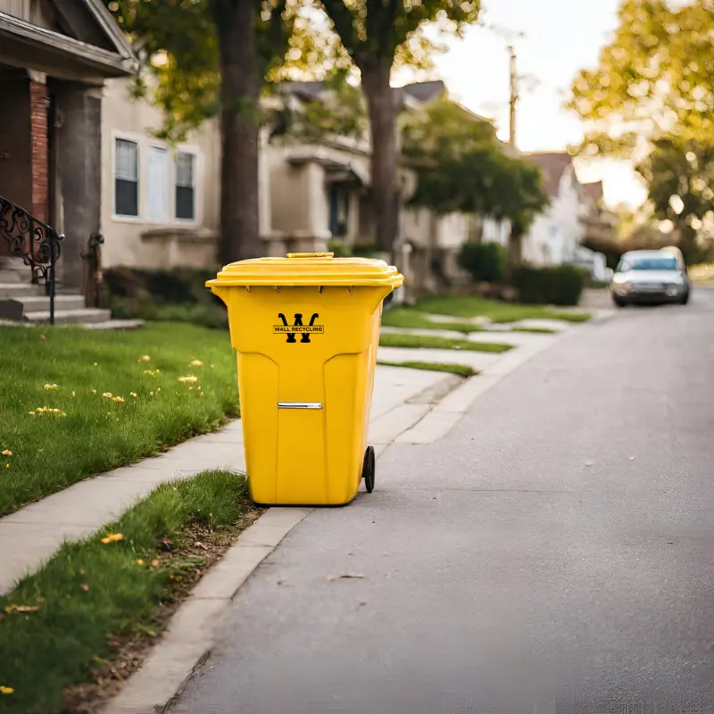 Image of a garbage bin ready for curbside trash pickup in Wilmington.